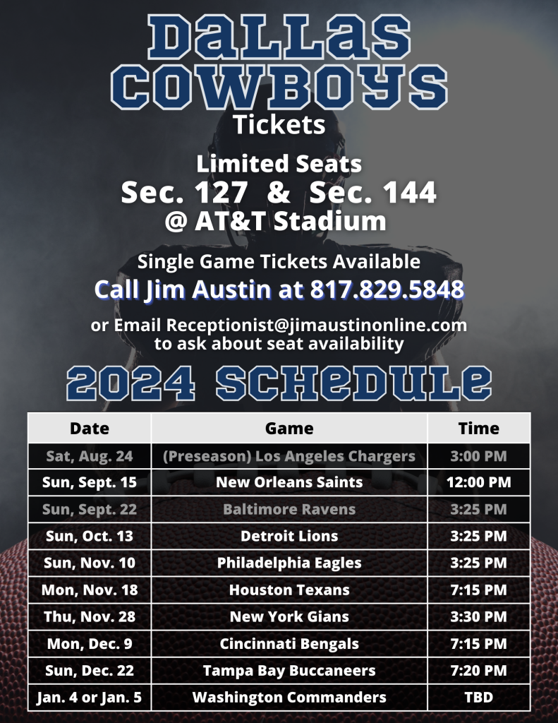 2024 Dallas Cowboys Tickets Flyer